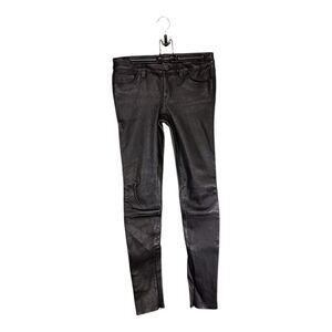 GENETIC Shya Geniune Leather Pants Skinny Ankle Zip Black Women's 25
